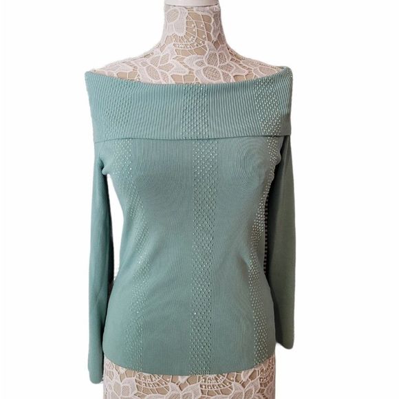Lillie Rubin Sweaters - [Lillie Rubin] Beaded Off Shoulder Sweater M